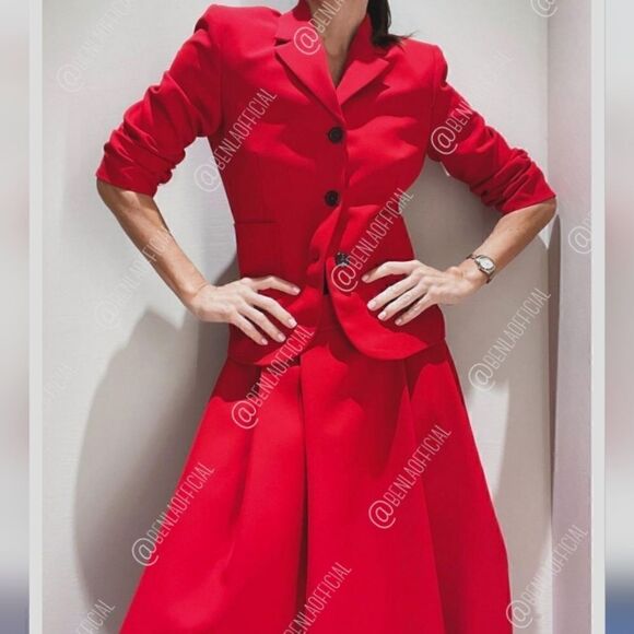 Nwt ZARA TAILORED VOLUMINOUS SKIRT RED - Picture 12 of 15